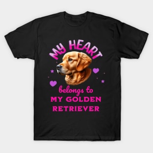 My Heart Belongs to my Golden Retriever Dog T-Shirt